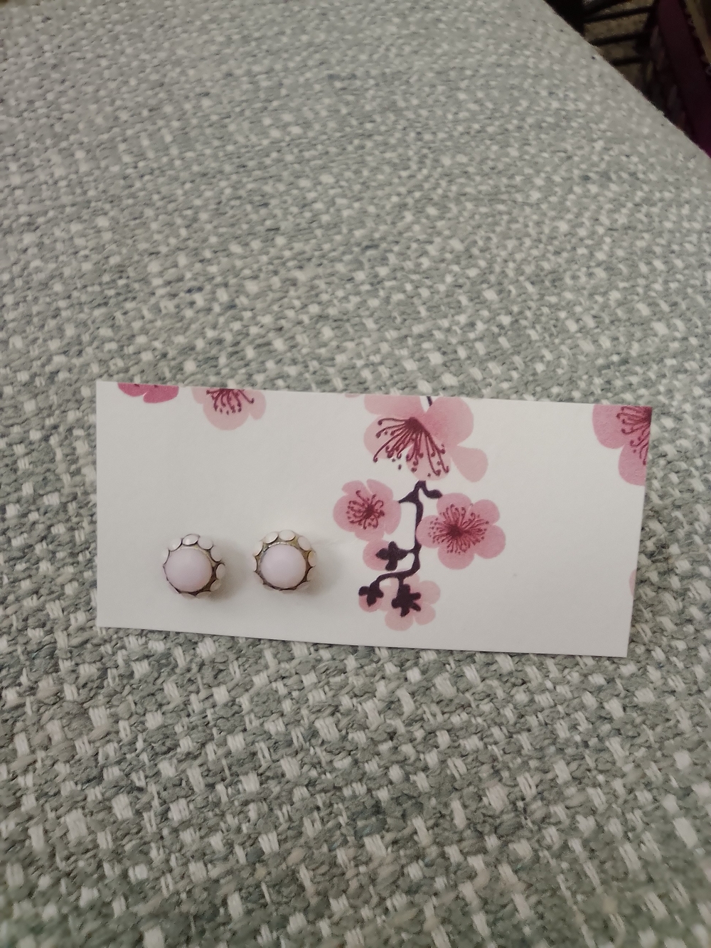 Floral Stud Earrings Pink & White Like New